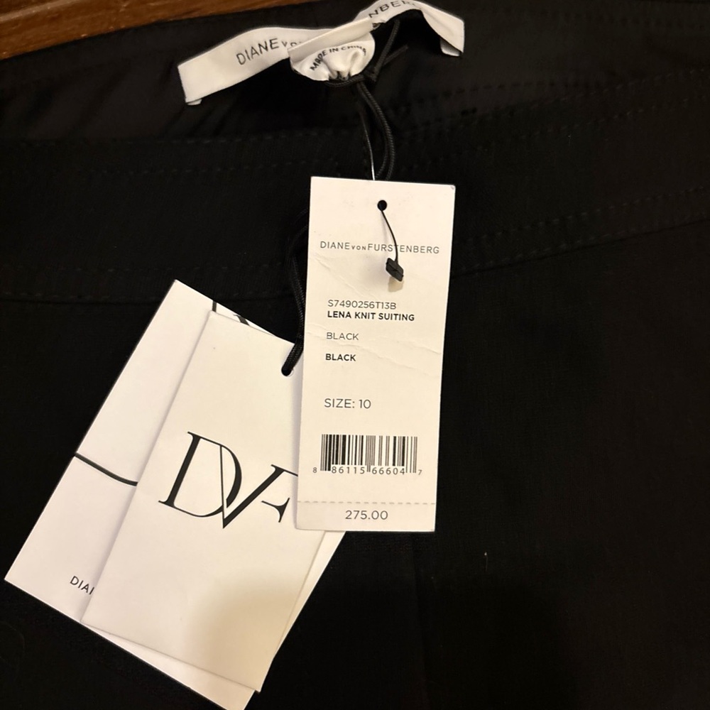 NWT Diane von Furstenberg Black Lena Knit Suiting Pant Women’s Sz 10 - Picture 4 of 7